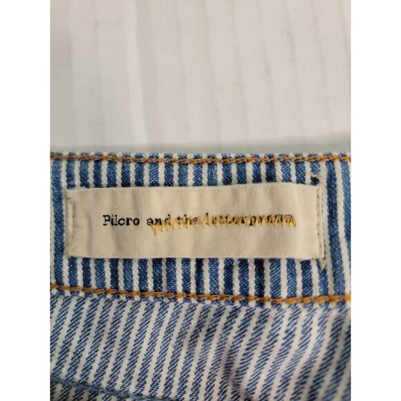 Pilcro Jeans Womens Sz 29 Stet Fit Crop Tapered Distressed Striped Anthropologie - Picture 5 of 11